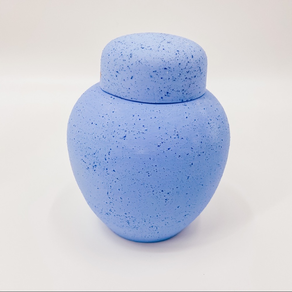 Vintage Speckled Blue Vase + Cover Lidded Jar - Picture 8 of 9